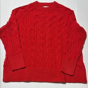 Aerie Women’s Vibrant Red Cable knit Crewneck Sweater